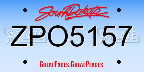 ZPO5157 South Dakota License Plate