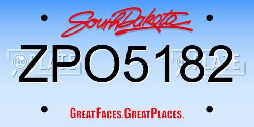 ZPO5182 South Dakota License Plate