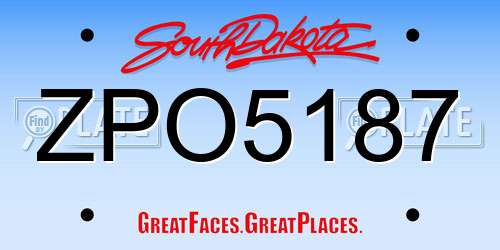 ZPO5187 South Dakota License Plate