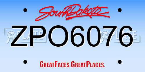 ZPO6076 South Dakota License Plate