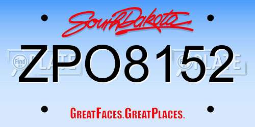 ZPO8152 South Dakota License Plate