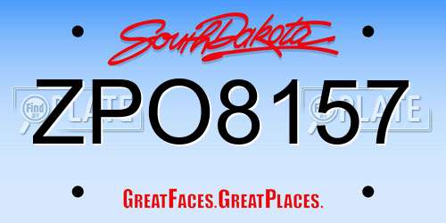 ZPO8157 South Dakota License Plate