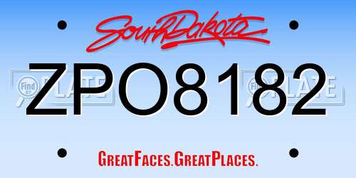 ZPO8182 South Dakota License Plate