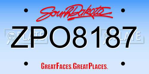 ZPO8187 South Dakota License Plate