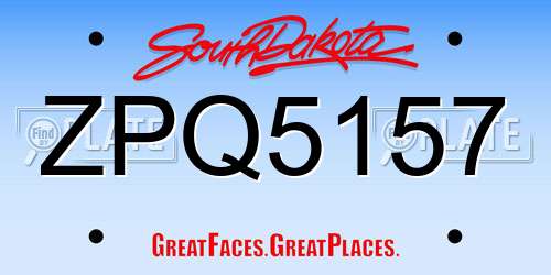 ZPQ5157 South Dakota License Plate