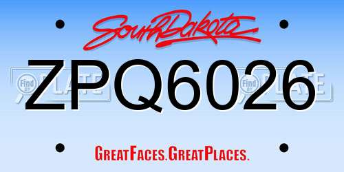 ZPQ6026 South Dakota License Plate