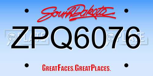 ZPQ6076 South Dakota License Plate