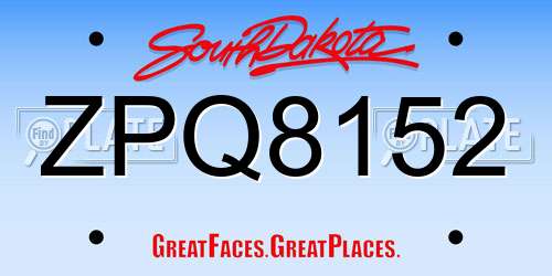 ZPQ8152 South Dakota License Plate