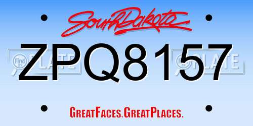 ZPQ8157 South Dakota License Plate