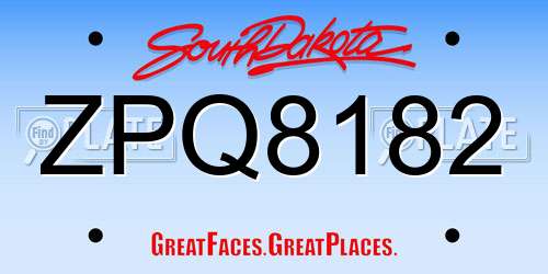 ZPQ8182 South Dakota License Plate