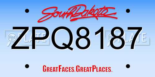 ZPQ8187 South Dakota License Plate