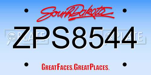 ZPS8544 South Dakota License Plate