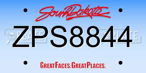 ZPS8844 South Dakota License Plate