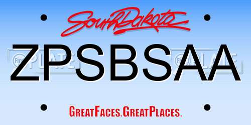 ZPSBSAA South Dakota License Plate