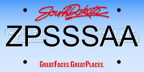 ZPSSSAA South Dakota License Plate