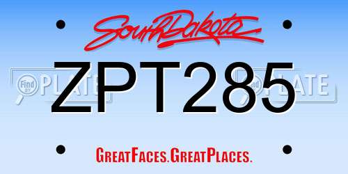 ZPT285 South Dakota License Plate