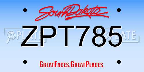 ZPT785 South Dakota License Plate
