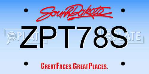 ZPT78S South Dakota License Plate