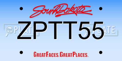 ZPTT55 South Dakota License Plate