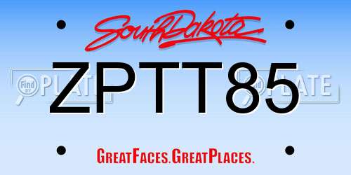 ZPTT85 South Dakota License Plate