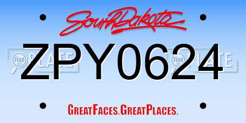 ZPY0624 South Dakota License Plate
