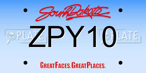ZPY10 South Dakota License Plate