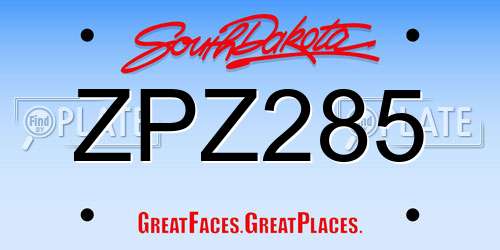 ZPZ285 South Dakota License Plate