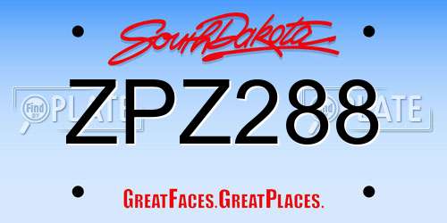 ZPZ288 South Dakota License Plate