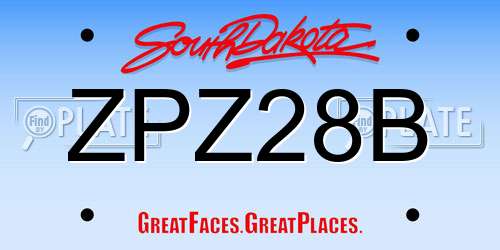 ZPZ28B South Dakota License Plate