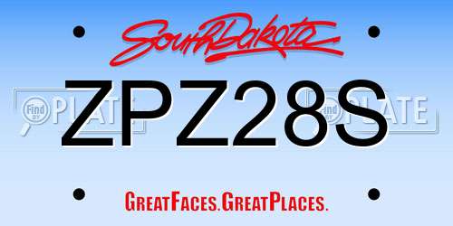 ZPZ28S South Dakota License Plate