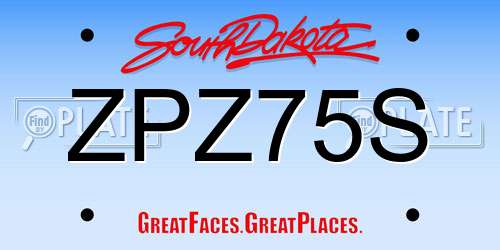 ZPZ75S South Dakota License Plate