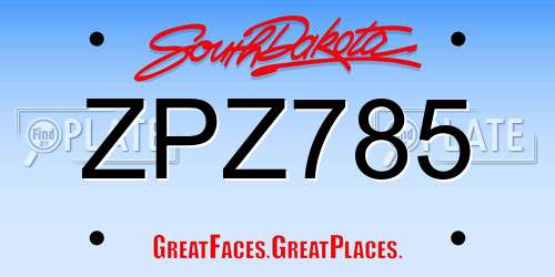 ZPZ785 South Dakota License Plate