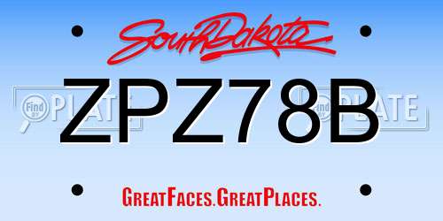 ZPZ78B South Dakota License Plate
