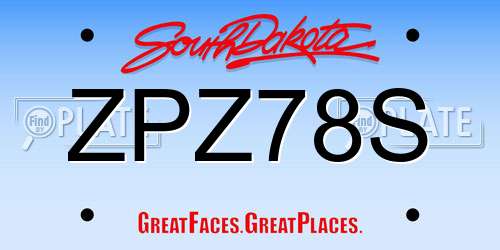ZPZ78S South Dakota License Plate