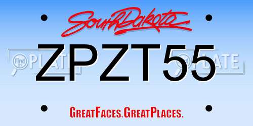 ZPZT55 South Dakota License Plate