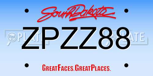 ZPZZ88 South Dakota License Plate