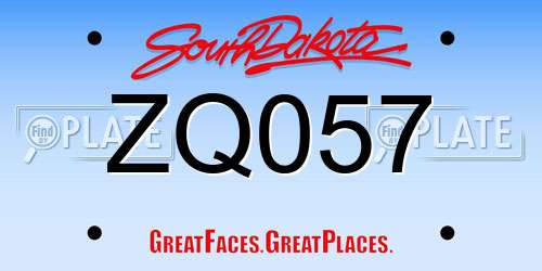 ZQ057 South Dakota License Plate