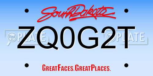ZQ0G2T South Dakota License Plate