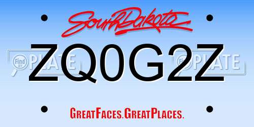 ZQ0G2Z South Dakota License Plate