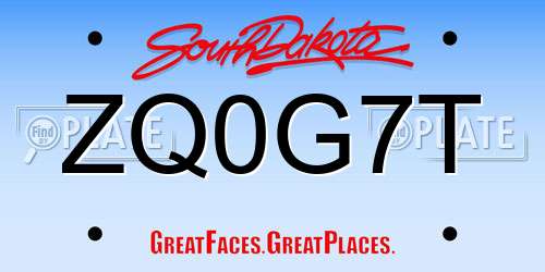 ZQ0G7T South Dakota License Plate