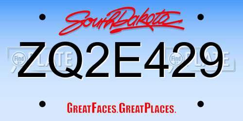 ZQ2E429 South Dakota License Plate