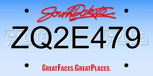 ZQ2E479 South Dakota License Plate