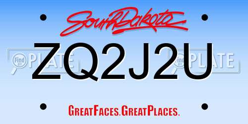 ZQ2J2U South Dakota License Plate