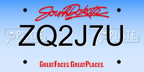 ZQ2J7U South Dakota License Plate