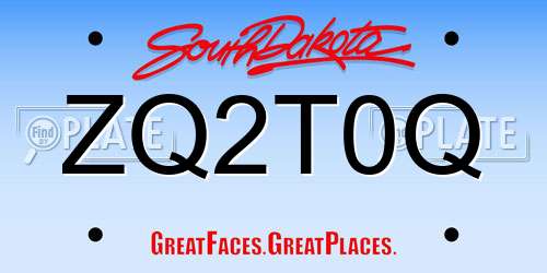 ZQ2T0Q South Dakota License Plate
