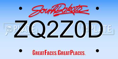 ZQ2Z0D South Dakota License Plate