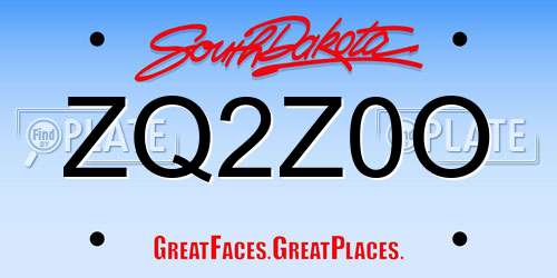 ZQ2Z0O South Dakota License Plate