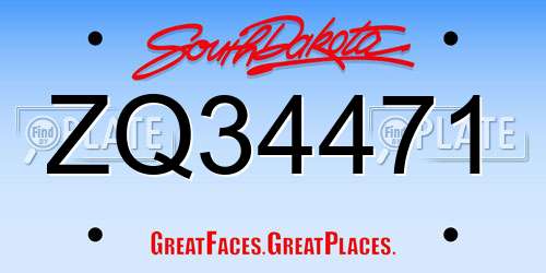 ZQ34471 South Dakota License Plate