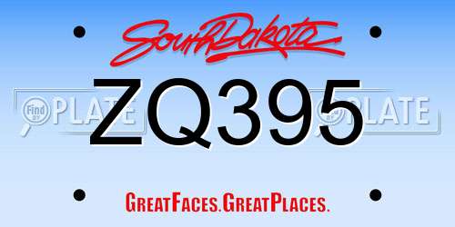 ZQ395 South Dakota License Plate