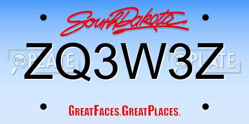 ZQ3W3Z South Dakota License Plate